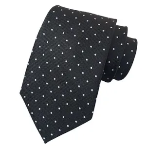 Classy Men Classic Black Mini Dot Silk Tie