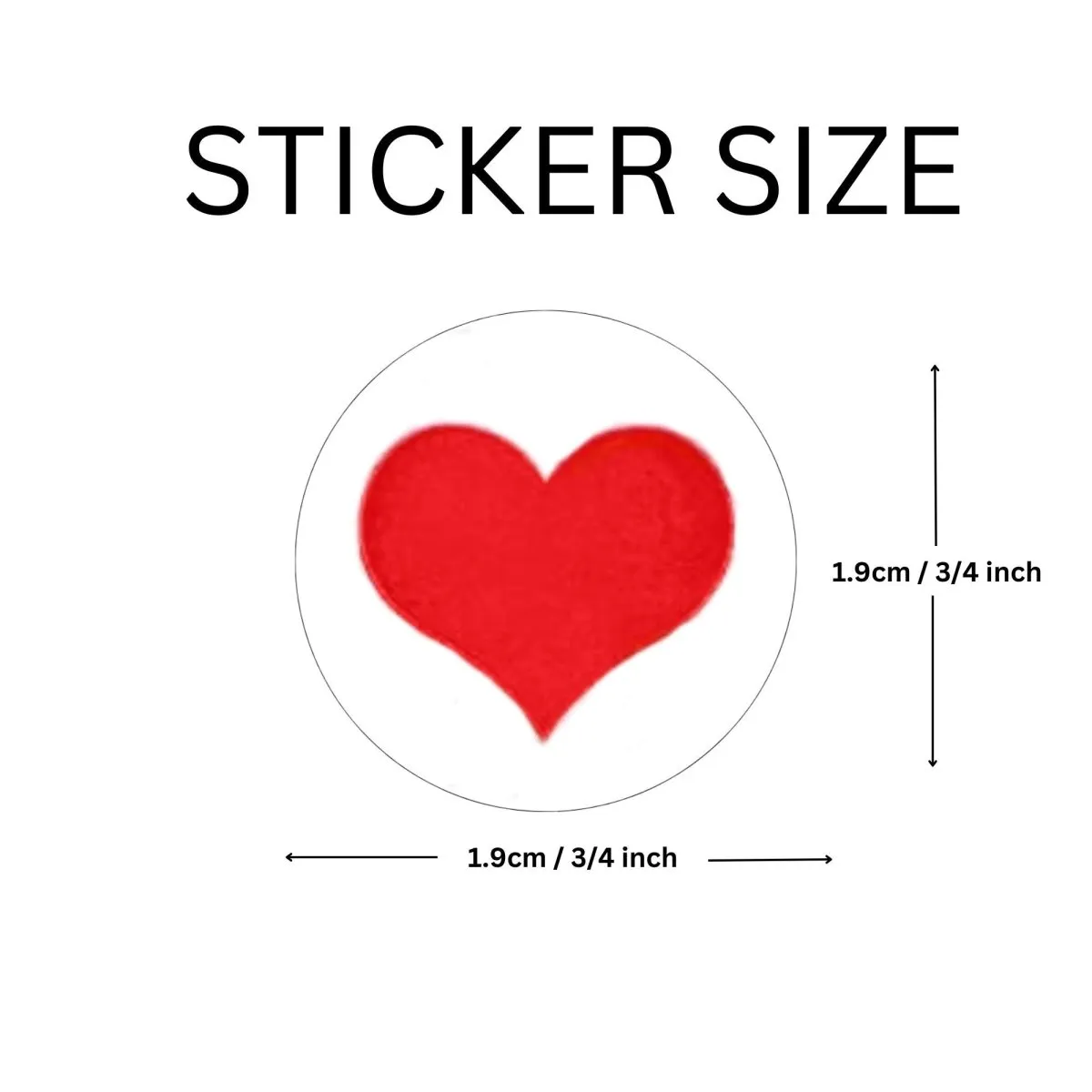 250 Small 3/4 Inch Round Red Heart Stickers (250 per Roll)