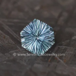 2ct Steely Teal Montana Sapphire Hexagon - 8.7x7.7mm - Galaxy Cut