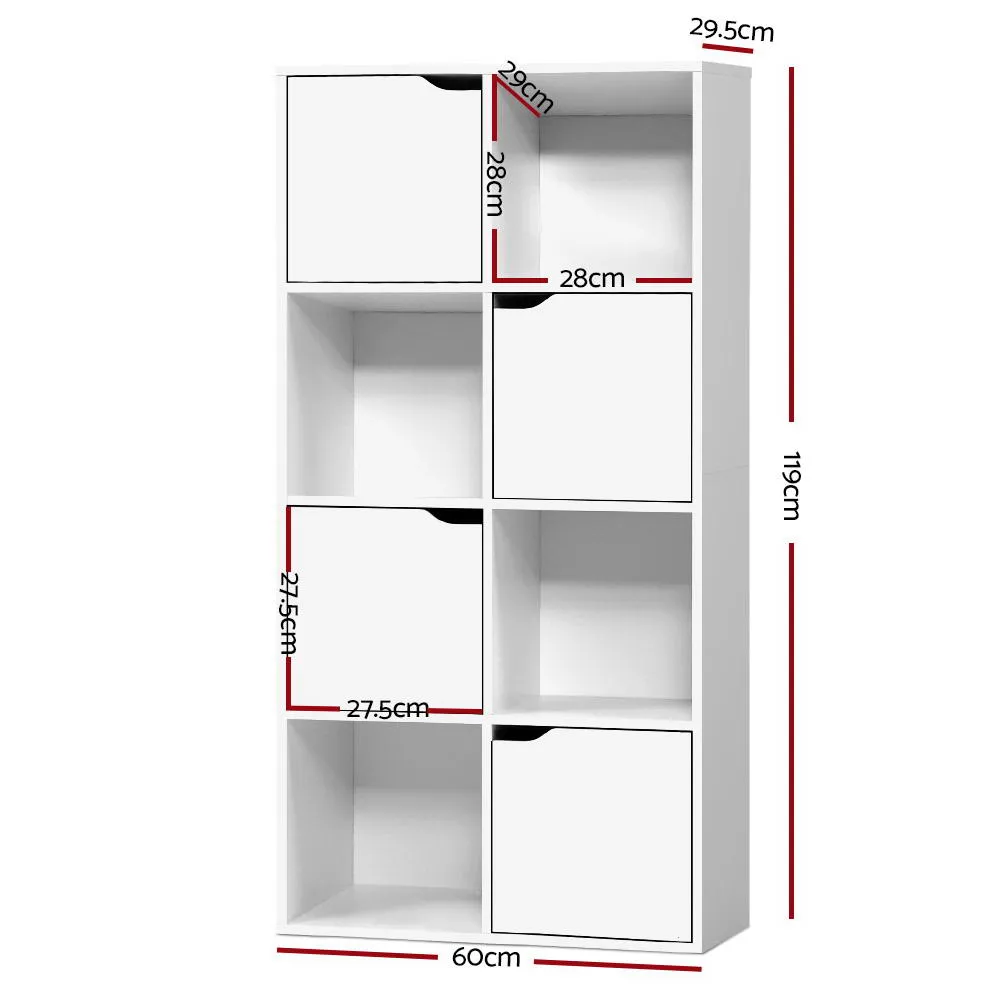 8-Cube Display Shelf with Doors, White - Artiss