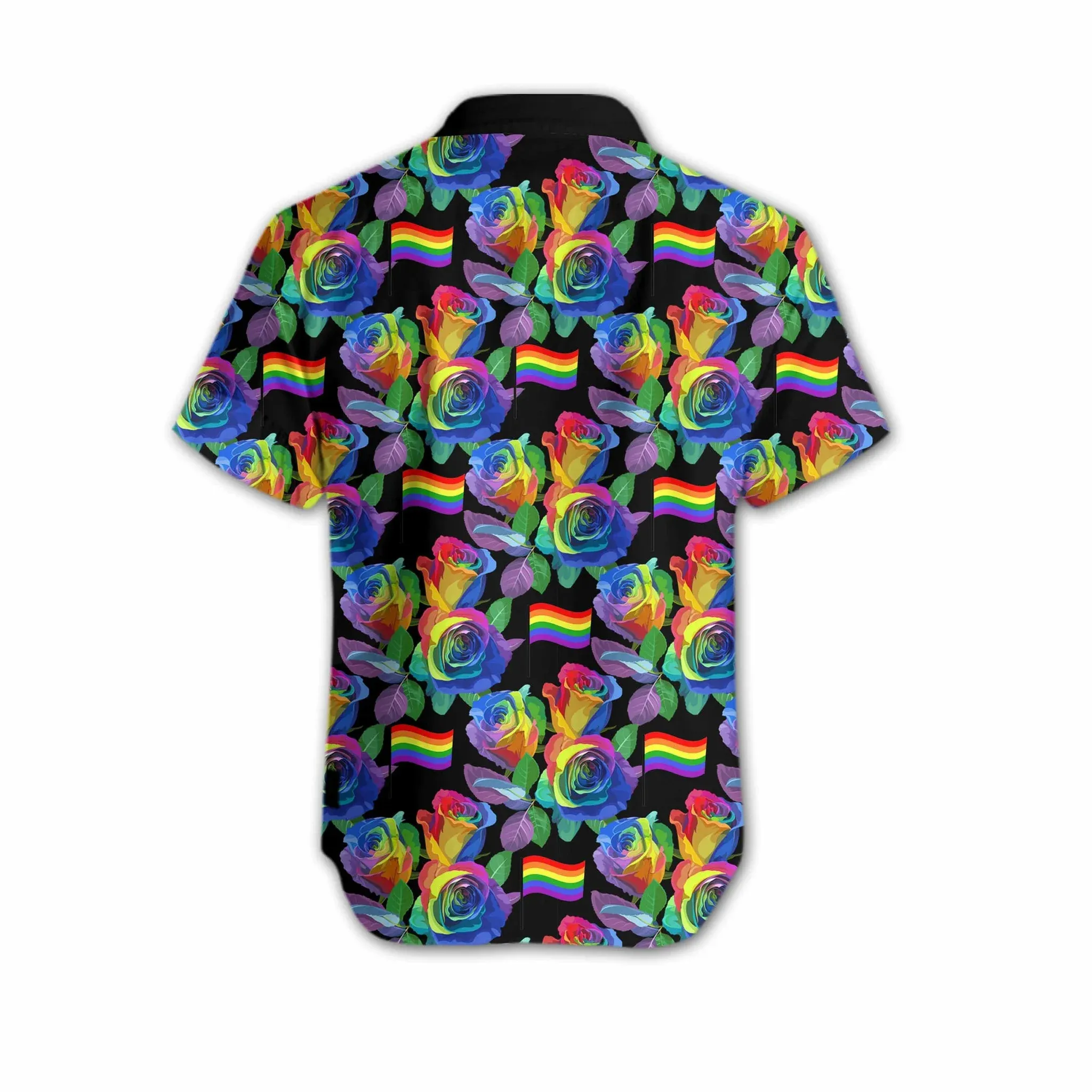 Ally Pride Shirt, Colorful Flag Of Lgbt Rose Design Hawaiian Shirt