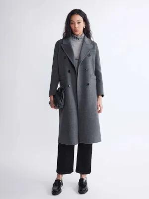 ASOBIO Double-Breasted Cashmere-Wool Blend Long Coat