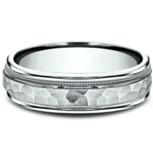 Benchmark Comfort-Fit Hammered Wedding Ring