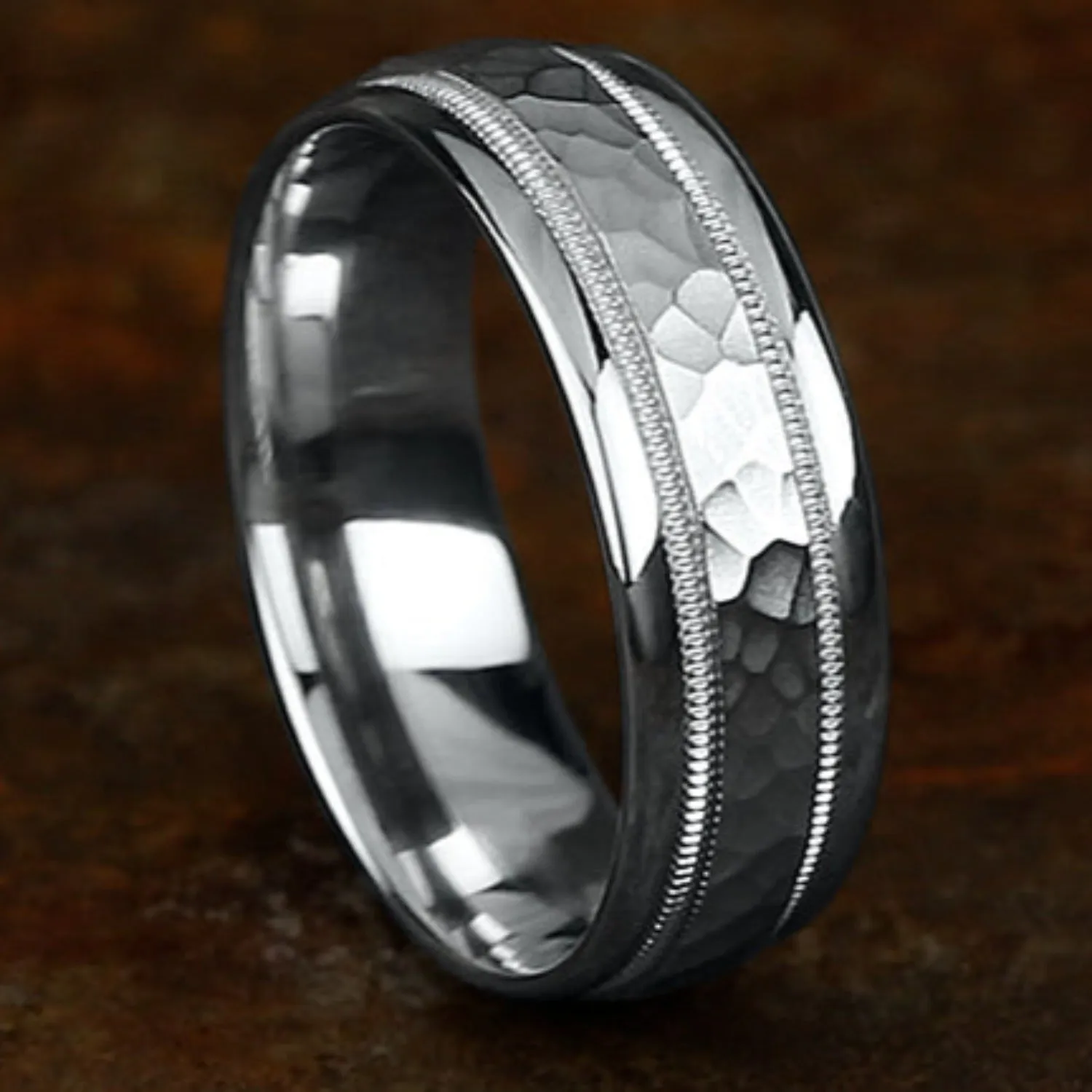 Benchmark Comfort-Fit Hammered Wedding Ring