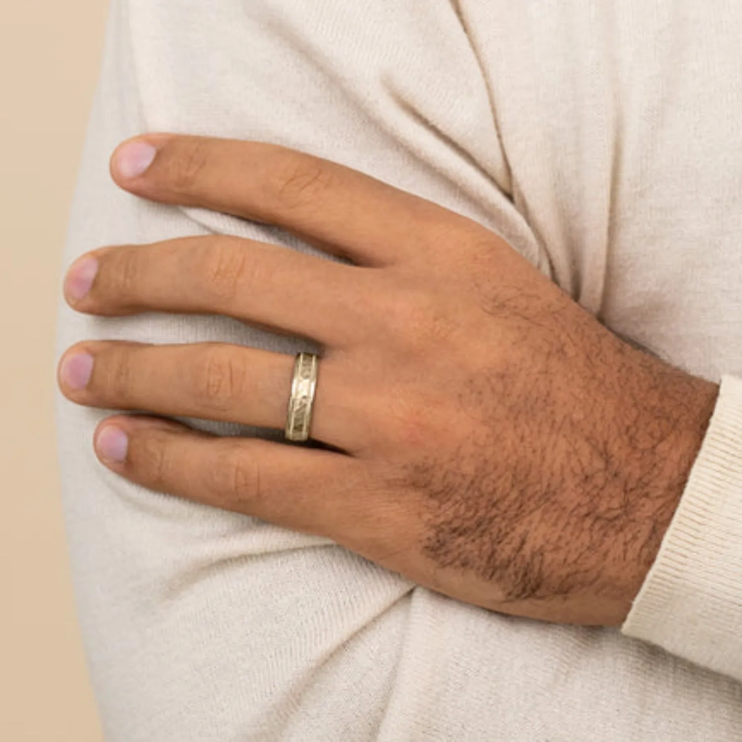 Benchmark Comfort-Fit Hammered Wedding Ring