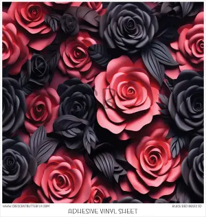 Black Red Roses 3D Printed Vinyl Sheet