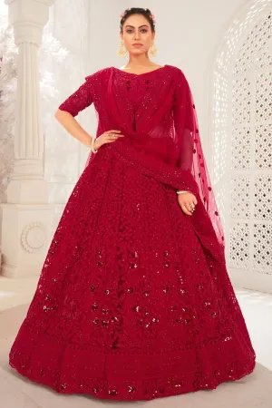 Bridesmaid Carnation Red Wedding Wear Lehenga Choli