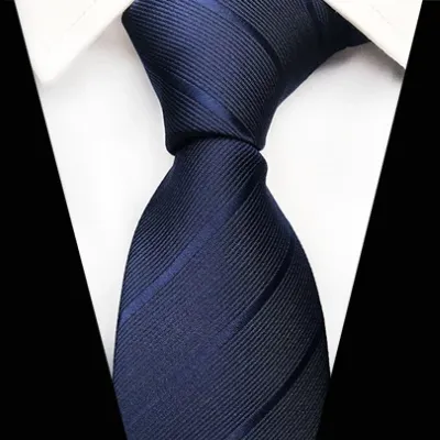 Classy Men Classic Dark Blue Striped Silk Tie