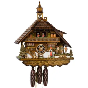 Cuckoo Clock - 8-Day Chalet with Bell ringer and Musicians - HÖNES