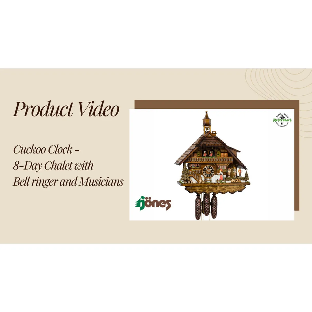 Cuckoo Clock - 8-Day Chalet with Bell ringer and Musicians - HÖNES