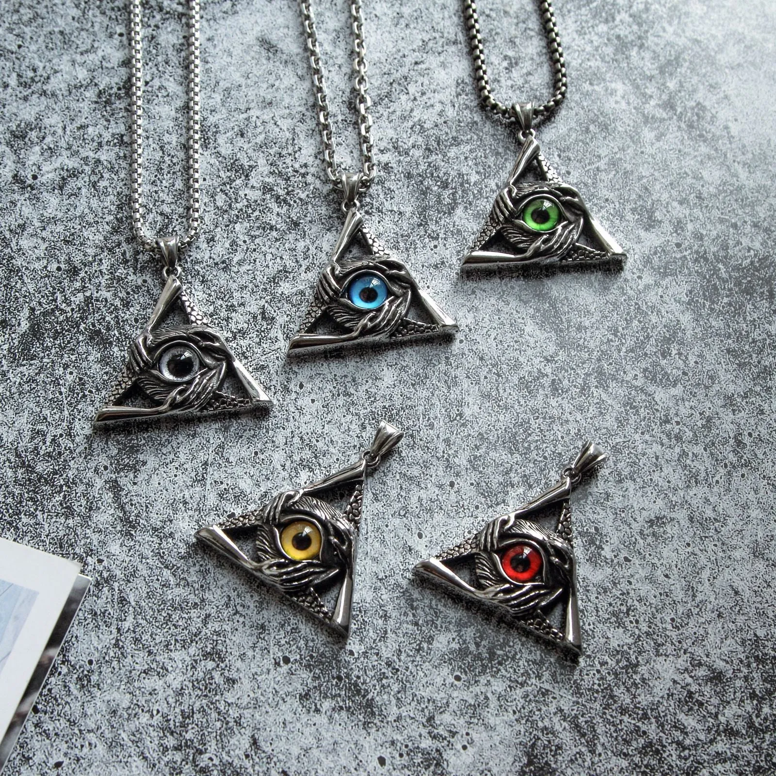 Eye Of Providence Necklace - Silver Stainless Steel Red All Seeing Eye Pendant