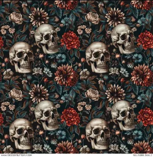 Fall Floral Skull 2 Printed Vinyl Sheet-Tumbler Wrap