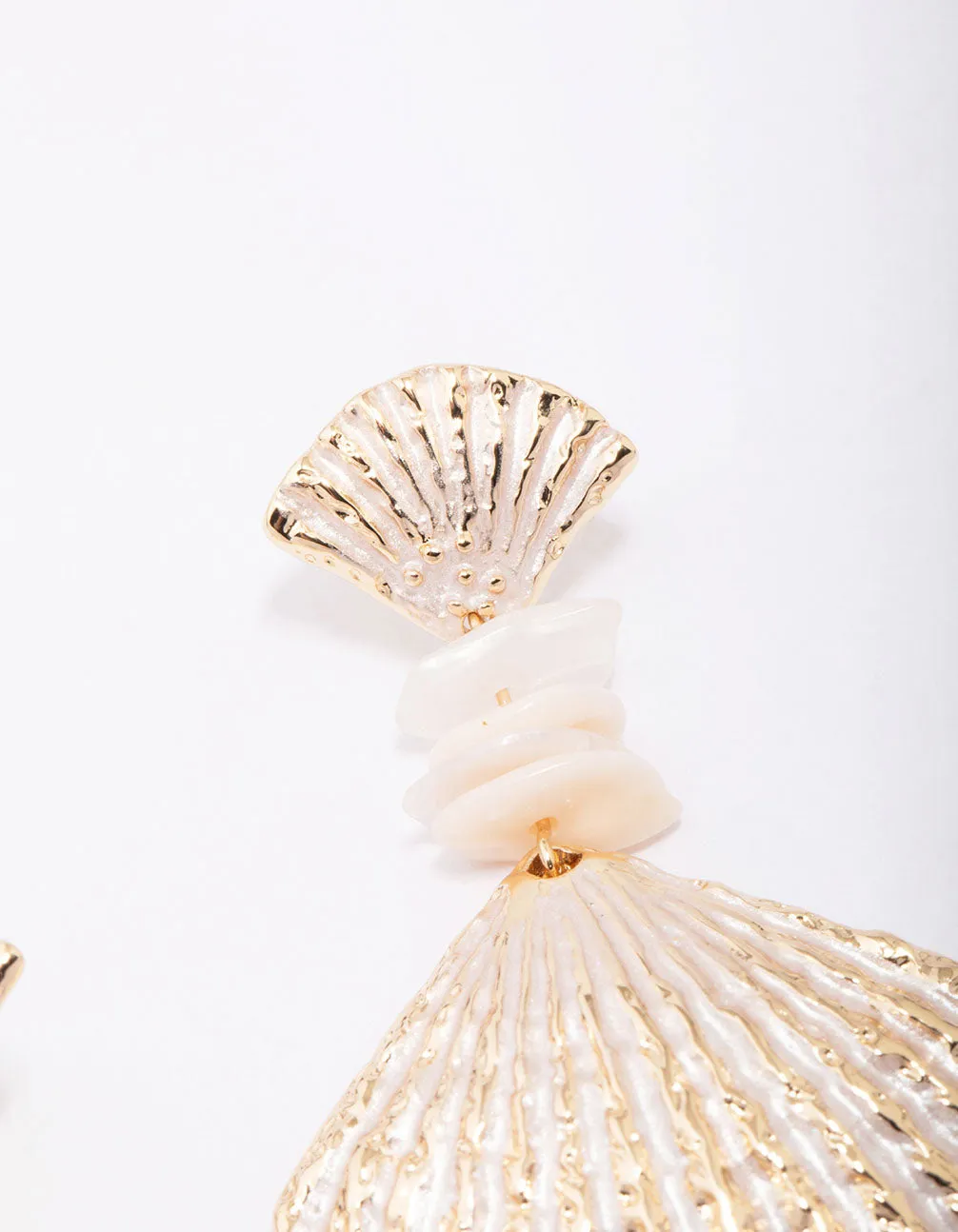 Gold Glowing Shell Drop Earrings