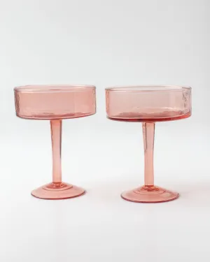 Handblown Hammered Coupe Glass Pair | Multiple Colors