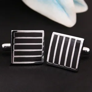 Kavove The Ace Stripes Black Coloured Cufflinks For Men