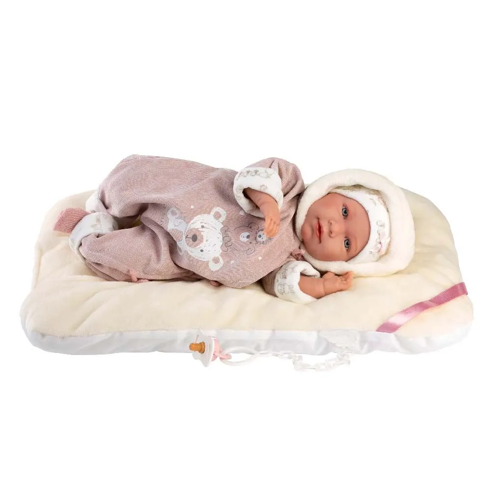 Llorens - Baby Girl Doll with Crying Mechanism, Clothing & Cushion: Lala 42cm