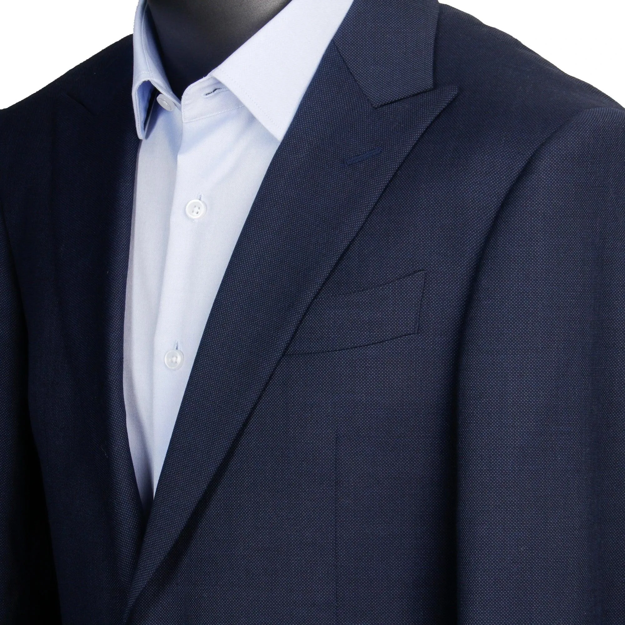 Luxury Custom 100% Silk & Wool Navy Nailhead Suit