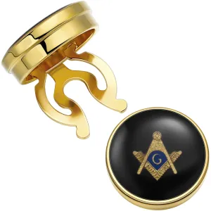 Master Mason Blue Lodge Button Covers - Black & Gold Design (One Pair)