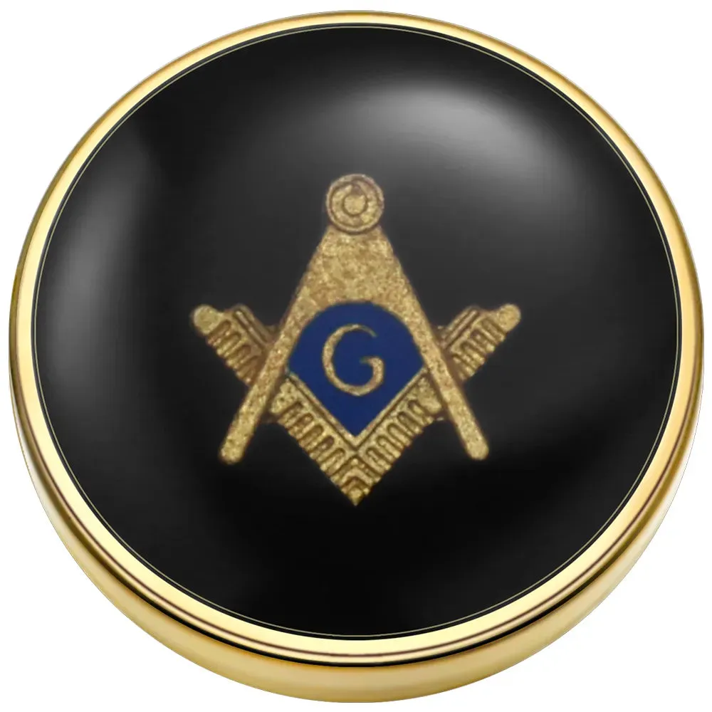 Master Mason Blue Lodge Button Covers - Black & Gold Design (One Pair)