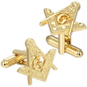 Master Mason Blue Lodge Cufflinks - Gold Square & Compass G