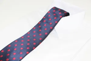 Mens Navy & Dark Red Polka Dot Patterned 8cm Neck Tie