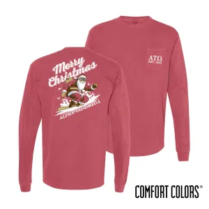 New! ATO Comfort Colors Holiday Shredding Santa Long Sleeve Tee