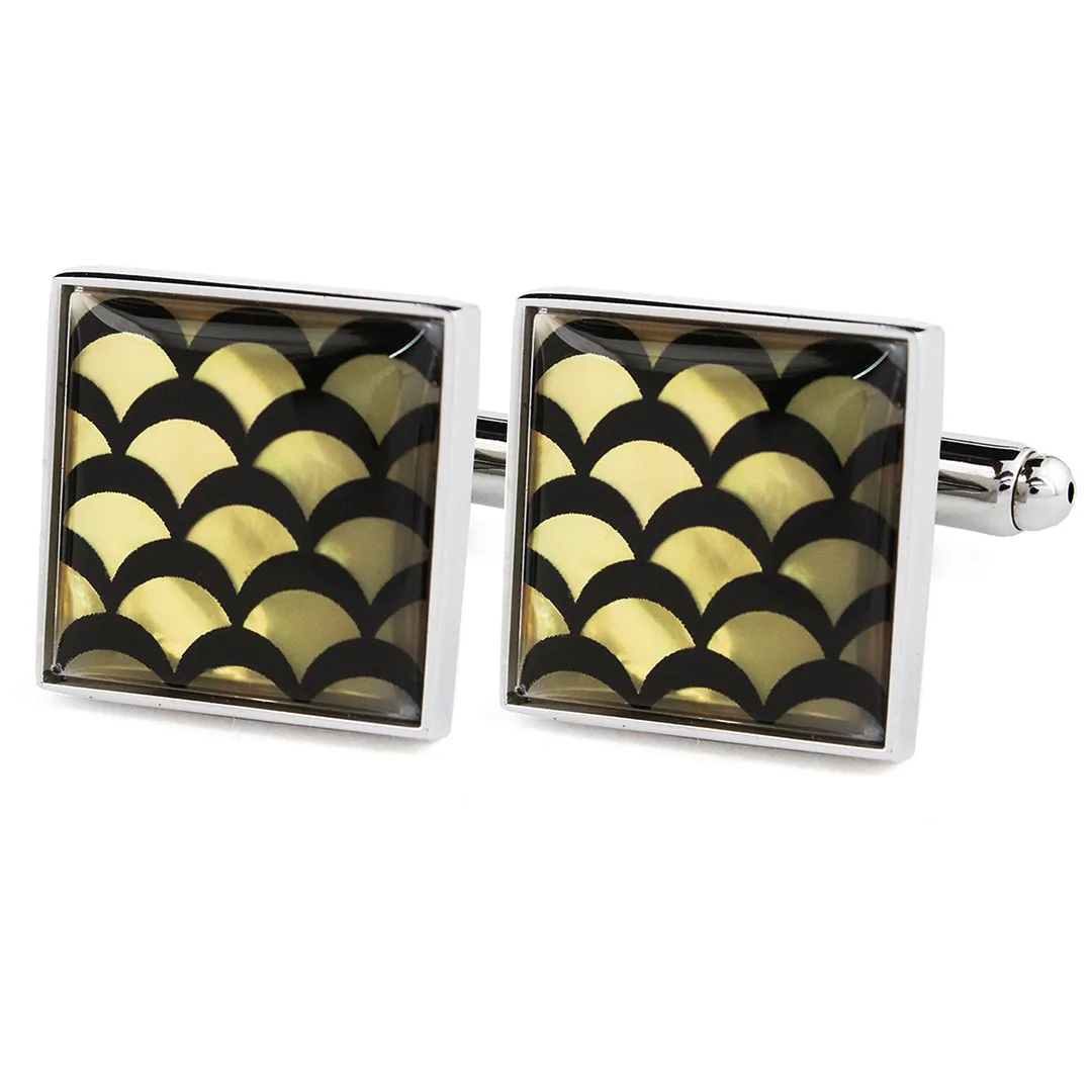 Peluche Shades of Grey Scales Mother of Pearl Cufflinks