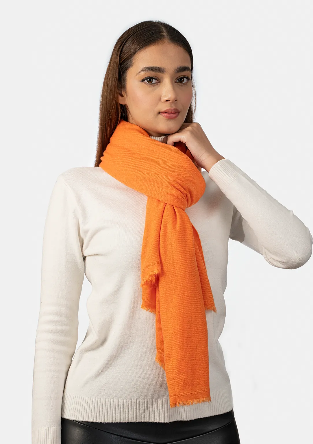 Pure Pashmina Orange Color Shawl