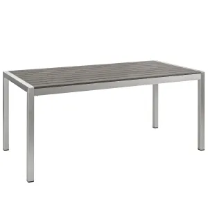 Shore Outdoor Patio Aluminum Dining Table Silver Gray EEI-2251-SLV-GRY