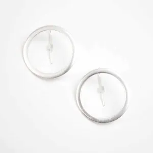 Silver Round Lea Earrings