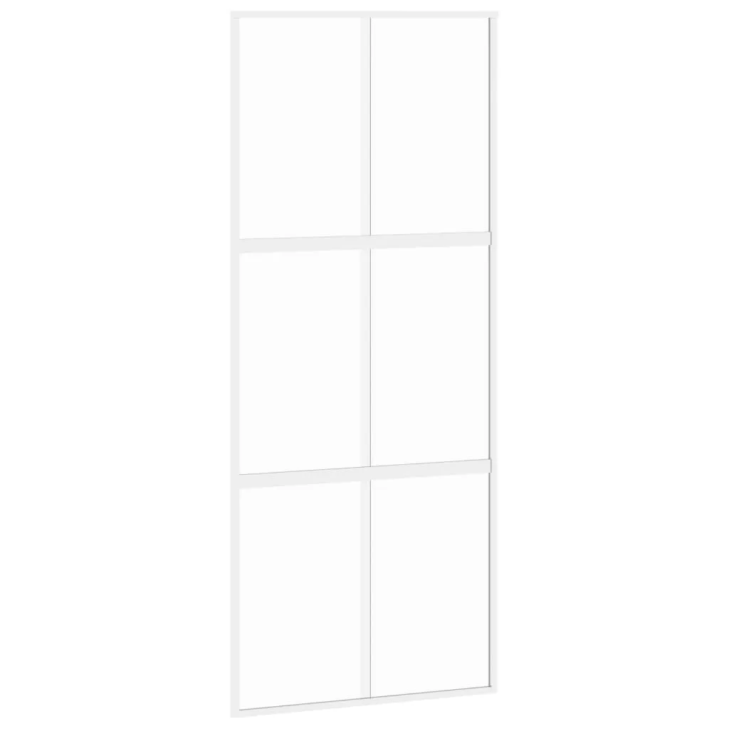 Sliding Door White 90x205 cm Tempered Glass and Aluminium