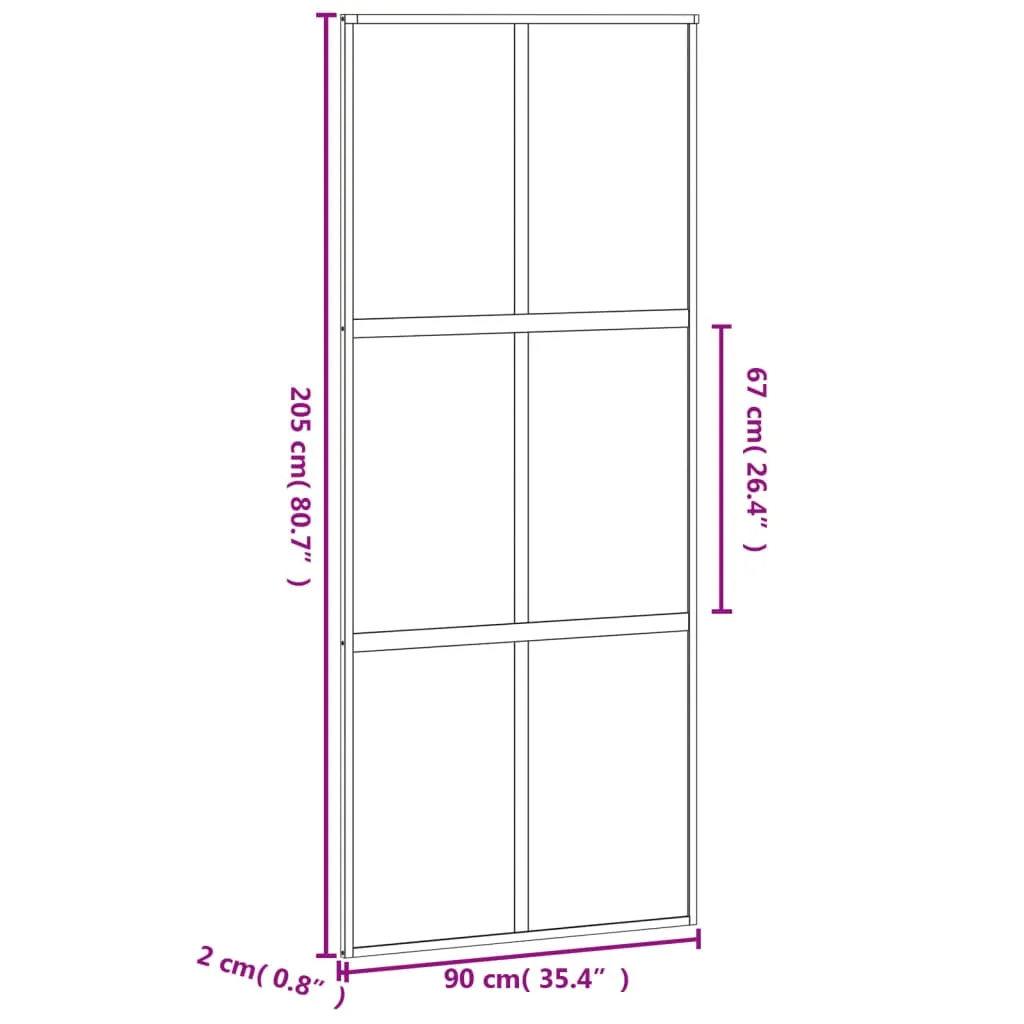 Sliding Door White 90x205 cm Tempered Glass and Aluminium