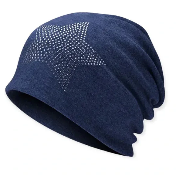 Star Studded Jersey Beanie Cap