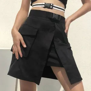 Summer Korean Fashion Skirts With Plastic Buckle Belt